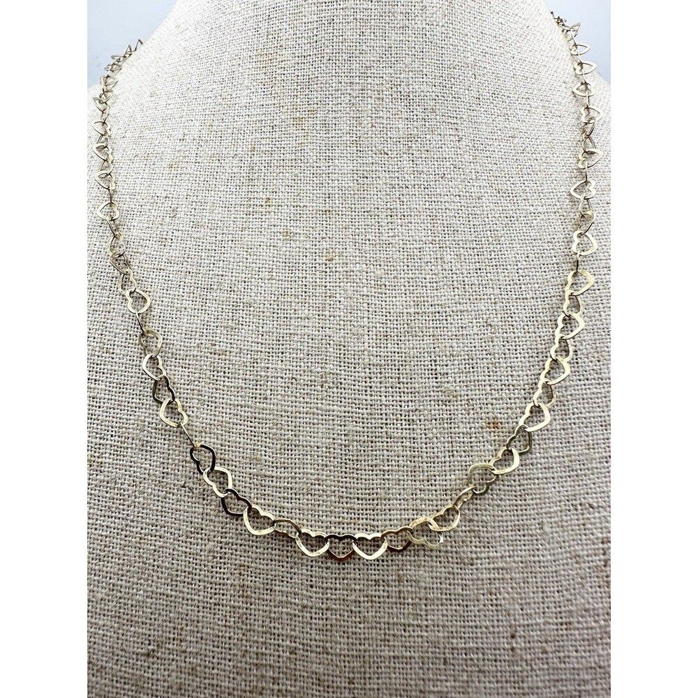 Danecraft Italy Vermeil Heart Link Chain 24k Over Sterling Silver Necklace 18"